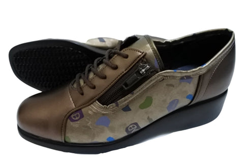 【ナチュラルバック 5283 ブロンズ】サイドジップ靴紐シューズ